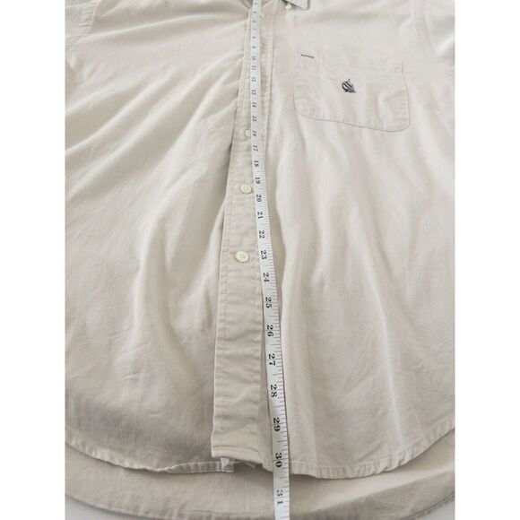 Vintage Nautica Made In USA Mens‎ Medium Button Down Dress Shirt Tan - Picture 9 of 11